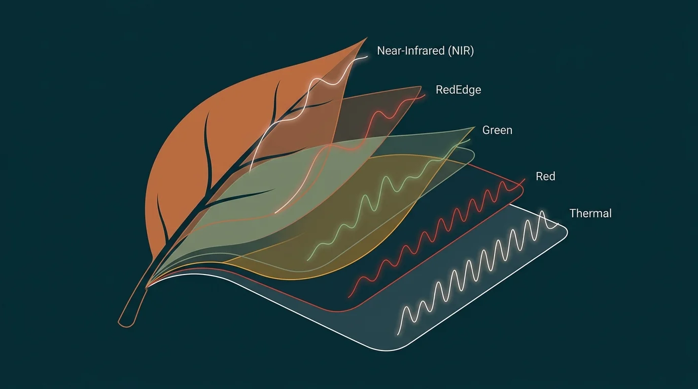 Composición de bandas espectrales RedEdge, NIR y térmicas para teledetección